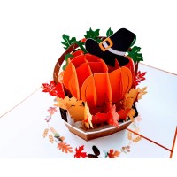 Igifts And Cards Happy Thanksgiving Pumpkin Pop Up Greeting Card Awesome Thank You Gift Family Celebration Feast In A Basket