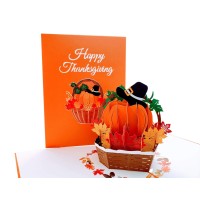 Igifts And Cards Happy Thanksgiving Pumpkin Pop Up Greeting Card Awesome Thank You Gift Family Celebration Feast In A Basket