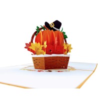 Igifts And Cards Happy Thanksgiving Pumpkin Pop Up Greeting Card Awesome Thank You Gift Family Celebration Feast In A Basket