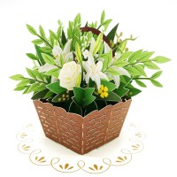 Liif Sympathy Condolence Card 3D Sympathy Basket Flower Pop Up Greeting Card Loss Healing Funeral Memorial Thinking Of