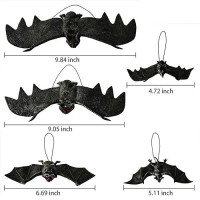 Mgparty Halloween Hanging Bats 24 Pcs Realistic Scary Rubber Bats For Halloween Outdoor Indoor Yard Home Window Door Wall Decorations Halloween Party Decorations With 5 Size