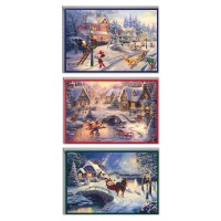 Hallmark Thomas Kinkade Boxed Christmas Cards Assortment Mickey Mouse 3 Designs 24 Cards With Envelopes