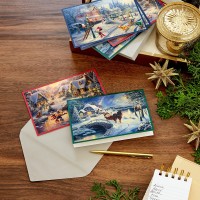 Hallmark Thomas Kinkade Boxed Christmas Cards Assortment Mickey Mouse 3 Designs 24 Cards With Envelopes