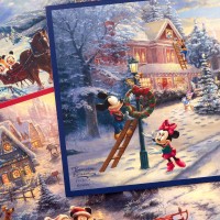 Hallmark Thomas Kinkade Boxed Christmas Cards Assortment Mickey Mouse 3 Designs 24 Cards With Envelopes