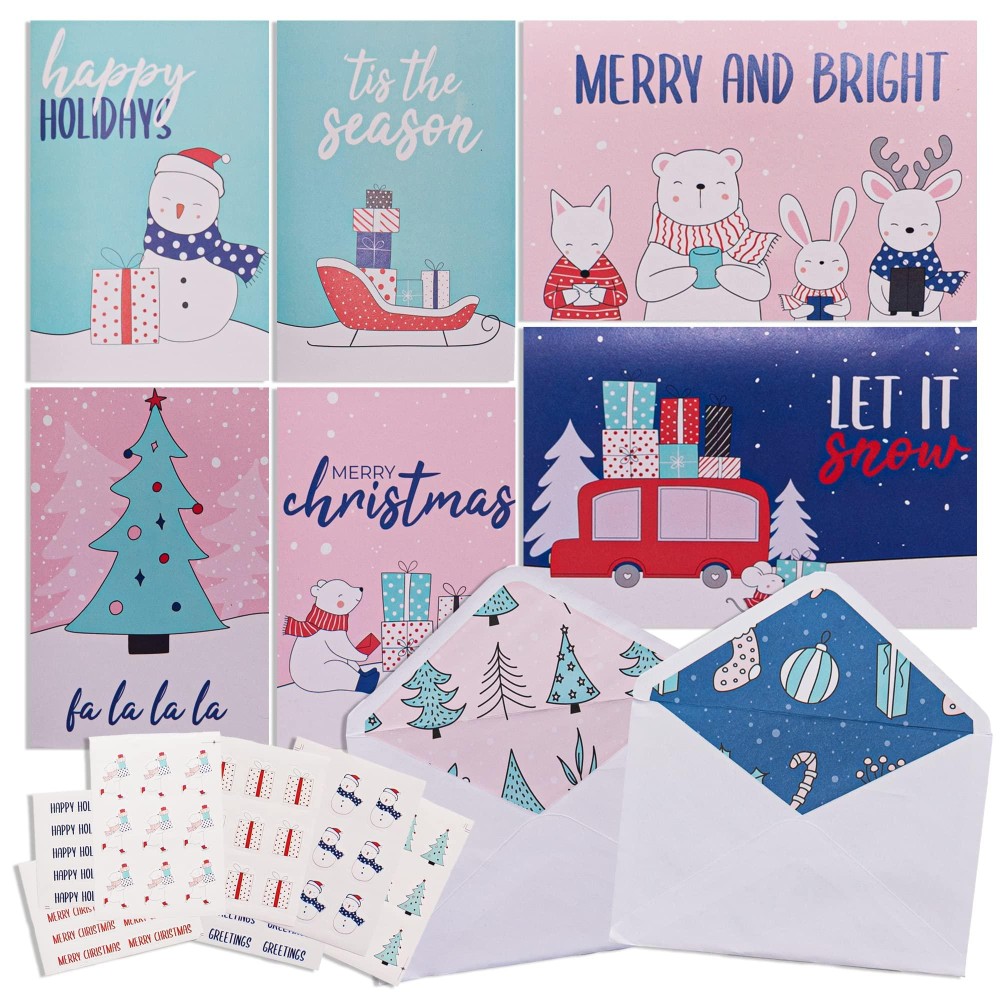 Christmas Cards 36 Pack Blank Greeting Cards With Envelopes And Christmas Stickers For Sealing Assorted Holiday Cards Stationa