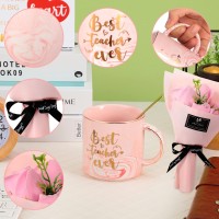 Spiareal Pieces Best Teacher Appreciation Gift Sets For Women Teacher Christmas Gifts Basket Pink Marble Mugs Notebooks Pencil C