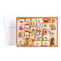 Caspari Stockings On The Mantle Advent Calendar Greeting Card 2 Cards Envelopes