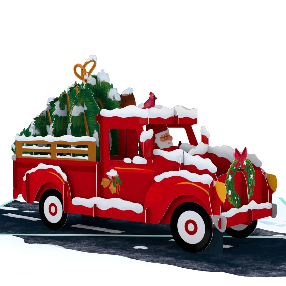 Lovepop Christmas Truck Popup Xmas Card Handcrafted 3D Festive Greeting Card Special Heartwarming Winter Greeting 5 X 7