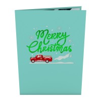 Lovepop Christmas Truck Popup Xmas Card Handcrafted 3D Festive Greeting Card Special Heartwarming Winter Greeting 5 X 7