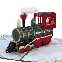 Lovepop Santa Christmas Train Popup Xmas Card Handcrafted 3D Festive Greeting Card Special Heartwarming Winter Greeting