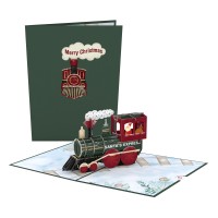 Lovepop Santa Christmas Train Popup Xmas Card Handcrafted 3D Festive Greeting Card Special Heartwarming Winter Greeting