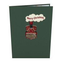 Lovepop Santa Christmas Train Popup Xmas Card Handcrafted 3D Festive Greeting Card Special Heartwarming Winter Greeting