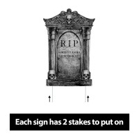 Halloween Decorations Outdoor Graveyard Tombstones 6Ct Large Tombstones Halloween Decor Yard Signs With Stakes 16 Tall Reali