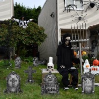 Halloween Decorations Outdoor Graveyard Tombstones 6Ct Large Tombstones Halloween Decor Yard Signs With Stakes 16 Tall Reali