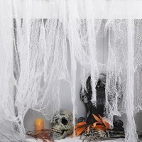 Sfcddtlg 400 X 30 Inch Halloween Spooky Cloth White Large Size Halloween Scary Creepy Cloth Windows Doorways Cover Gauze For