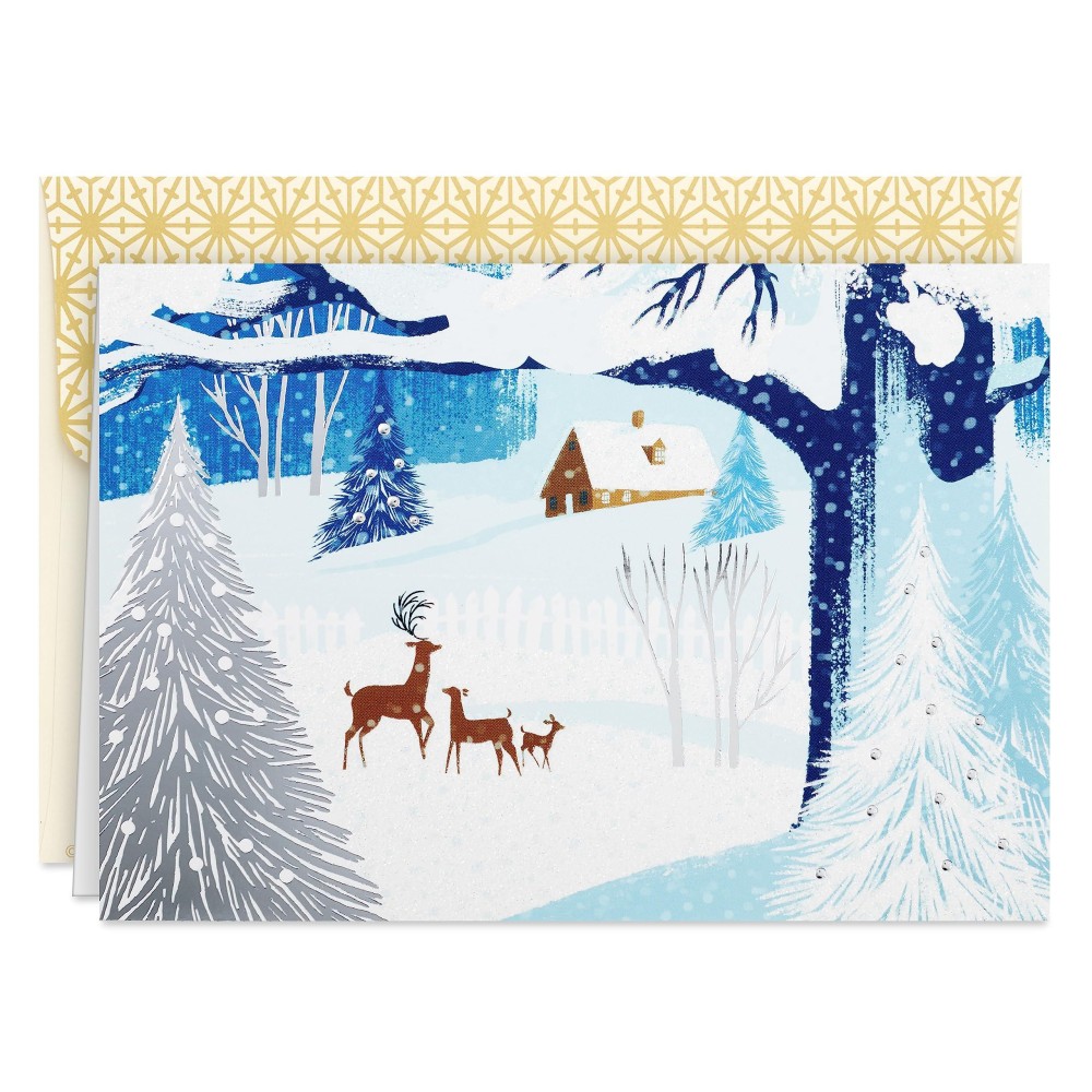 Hallmark Snowy Winter Scene Boxed Christmas Cards 16 Cards And Envelopes