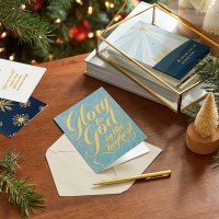 Hallmark Religious Christmas Card Assortment Heavenly Peace 36 Cards And Envelopes Dusty Blue And Gold Foil