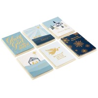 Hallmark Religious Christmas Card Assortment Heavenly Peace 36 Cards And Envelopes Dusty Blue And Gold Foil