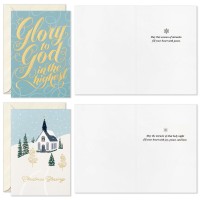 Hallmark Religious Christmas Card Assortment Heavenly Peace 36 Cards And Envelopes Dusty Blue And Gold Foil