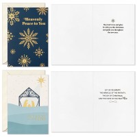 Hallmark Religious Christmas Card Assortment Heavenly Peace 36 Cards And Envelopes Dusty Blue And Gold Foil