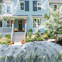 Xgunion Halloween Decorations 1200 Sqft Spider Webs Decorations Halloween Spider Web With 100 Extra Fake Spiders Super Stretchy