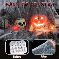 Xgunion Halloween Decorations 1200 Sqft Spider Webs Decorations Halloween Spider Web With 100 Extra Fake Spiders Super Stretchy