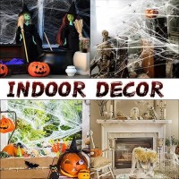 Xgunion Halloween Decorations 1200 Sqft Spider Webs Decorations Halloween Spider Web With 100 Extra Fake Spiders Super Stretchy