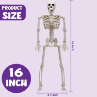 Joyin 5 Pcs Posable Halloween Skeletons 16 Inches Full Body Posable Joints Hanging Skeletons For Graveyard Decorations Haunted