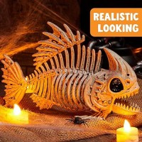 Joyin 2 Pcs 95 Halloween Poseable Fish Skeleton Decor Animal Plastic Bones With Posable Joints For Halloween Indoor Outdoor De