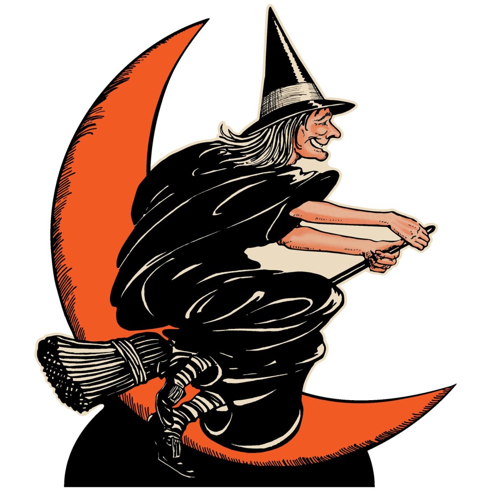 Vintage Halloween Witch Moon Standup