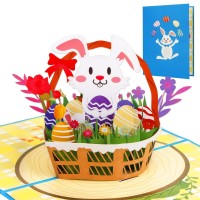 Flyab Easter Basket Pop Up Card 6X 8 Easter Bunny Cards For Kids 3D Easter Pop Up Cards Easter Eggs Greeting Cards With Enve