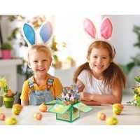 D24Time Easter Pop Up Cards For Kids 3D Happy Easter Eggs Bunny Basket Chicks Flower Greeting Card With Envelopes Spring Greetin