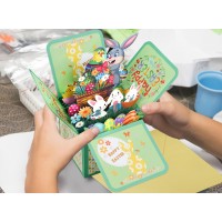 D24Time Easter Pop Up Cards For Kids 3D Happy Easter Eggs Bunny Basket Chicks Flower Greeting Card With Envelopes Spring Greetin