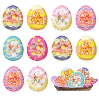 Buael 36 Pcs Easter Gift Cards With Bunny Egg Design Preloaded Easter Egg Snacks And Nest Suitable For Childrens Boys And Gir