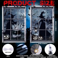 Preboun 2 Pcs Halloween Window Decoration Scary Witch Halloween Window Silhouette Horror Halloween Window Cover Halloween Curtai