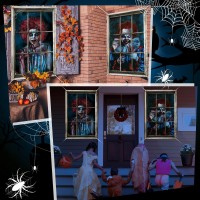 Preboun 2 Pcs Clown Halloween Window Decoration Scary Halloween Window Silhouette Horror Halloween Window Cover Halloween Curtai