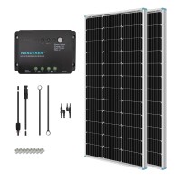 Renogy 200 Watt 12 Volt Monocrystalline Solar Panel Starter Kit With 2 Pcs 100W Solar Panel And 30A Pwm Charge Controller For Rv