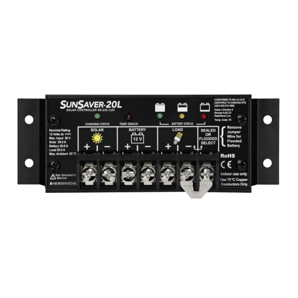 Morningstar Sunsaver 20A Pwm Solar Charge Controller Ss20L12V Solar Panel Regulator For 12V Batteries Four Stage Battery