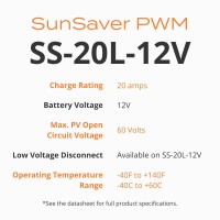 Morningstar Sunsaver 20A Pwm Solar Charge Controller Ss20L12V Solar Panel Regulator For 12V Batteries Four Stage Battery