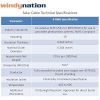 Windynation 8 Awg 8 Gauge Pair 80 Feet Black + 80 Feet Red Solar Panel Extension Cable Wire Solar Connectors (Variety Of Lengths Available)