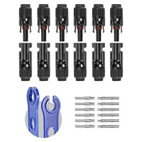 Bougerv 12 Pcs Solar Connectors With Spanners Solar Panel Cable Connectors 6 Pairs Malefemale10Awg