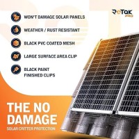 Rotak Critter Guard Pro 6In X 100Ft Solar Panel Bird Prevention Roll Kit With 60 Fastener Clips Heavy Duty Galvanized Black