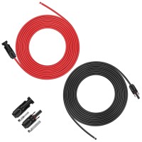 Igreely 20 Feet 10Awg Solar Extension Cable With Female And Male Connector Solar Panel Wire Adapter 20Ft Red 20Ft Black