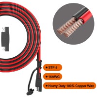 Oymsae 12Feet Sae To Sae Extension Cable Quick Disconnect Connector 16Awg For Automotive Solar Panel Panel Sae Plug12Ft16Awg