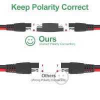 Oymsae 12Feet Sae To Sae Extension Cable Quick Disconnect Connector 16Awg For Automotive Solar Panel Panel Sae Plug12Ft16Awg