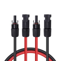 Renogy 20Ft 10Awg Solar Panel Male And Female Connectors Extension Cablespair 1 Pair Red And Black