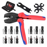 Kohree Solar Crimping Tool Cable Connector With 6Pcs Male Female Solar Connector 2 Pcs Spanners Wrench 1 Pcs Wire Crimper