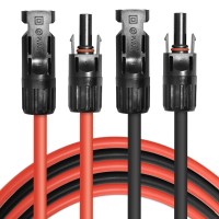 Phituoda 5Ft Black Red 12Awg4Mm Solar Panel Extension Cable Wire Solar Adaptor Cable With Female And Male Connector Set O