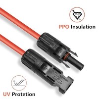 Phituoda 5Ft Black Red 12Awg4Mm Solar Panel Extension Cable Wire Solar Adaptor Cable With Female And Male Connector Set O