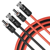 Phituoda 10Ft Black Red 10Awg6Mm Solar Panel Extension Cable Wire Solar Adaptor Cable With Female And Male Connector Set